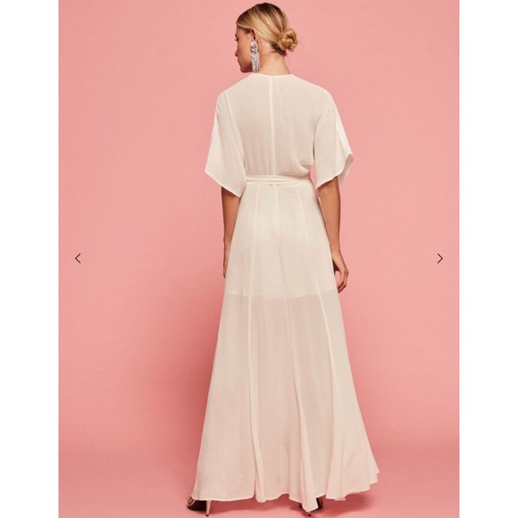 Reformation Winslow Wrap Dress in Ivory - Picture 2 of 3